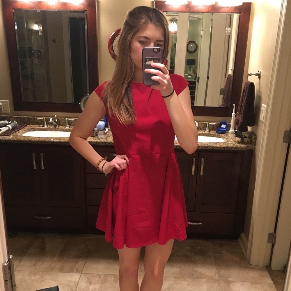 Red dress with open back